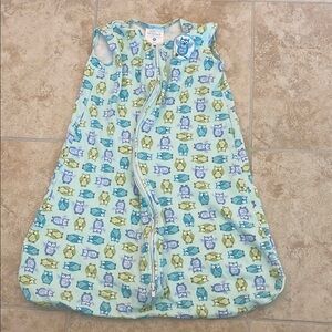 Cozy Halo Owl Print Sleep Sack - Blue and Green